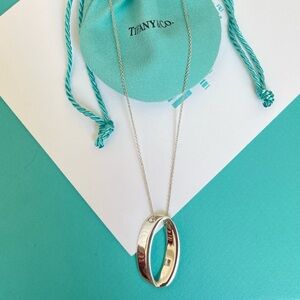 Tiffany & Co. Open Circle Oval Silver Necklace in Sterling Silver 16” $395